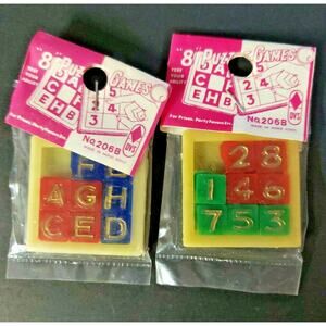 Vintage 2 Sliding Puzzle Toy Numbers&Letters Unopened Vending Machine Prize NOS